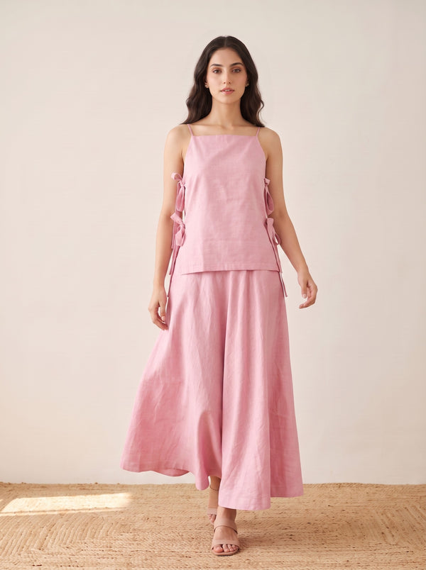 Blush Side-Tie Linen Co-Ord Set
